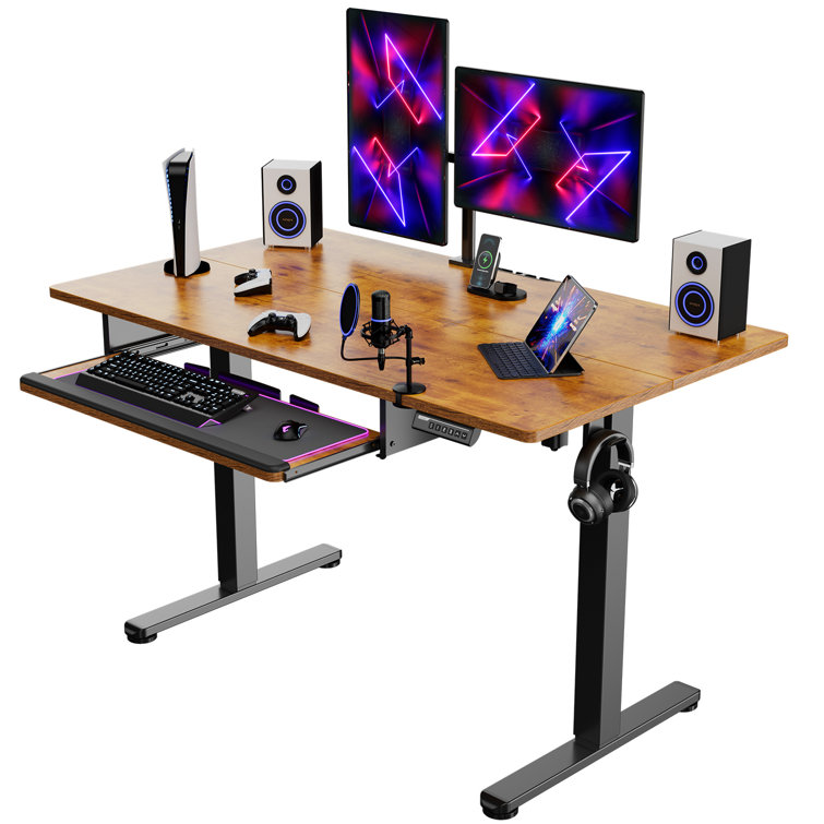 Computer desk with adjustable keyboard tray discount
